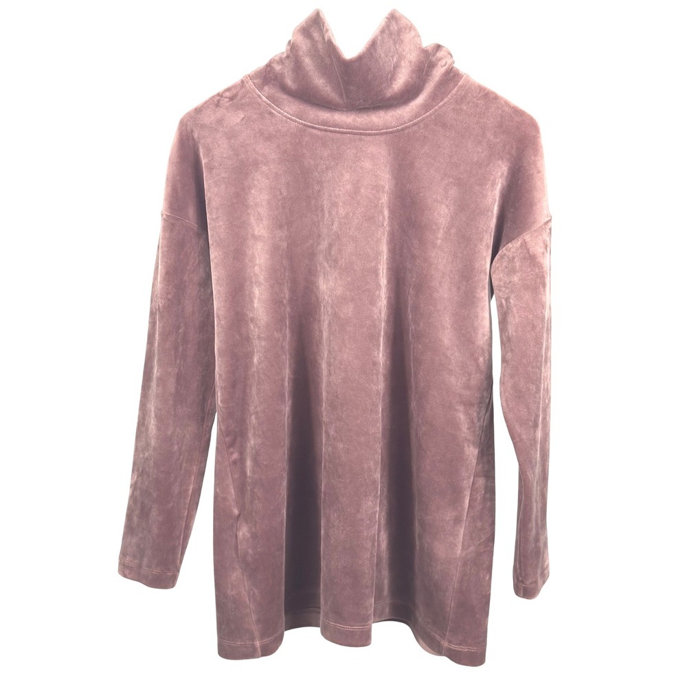 Pure Jill Tunic Top Women XS Mauve Velvet Mock Neck Long Sleeve Soft Cozy Chic